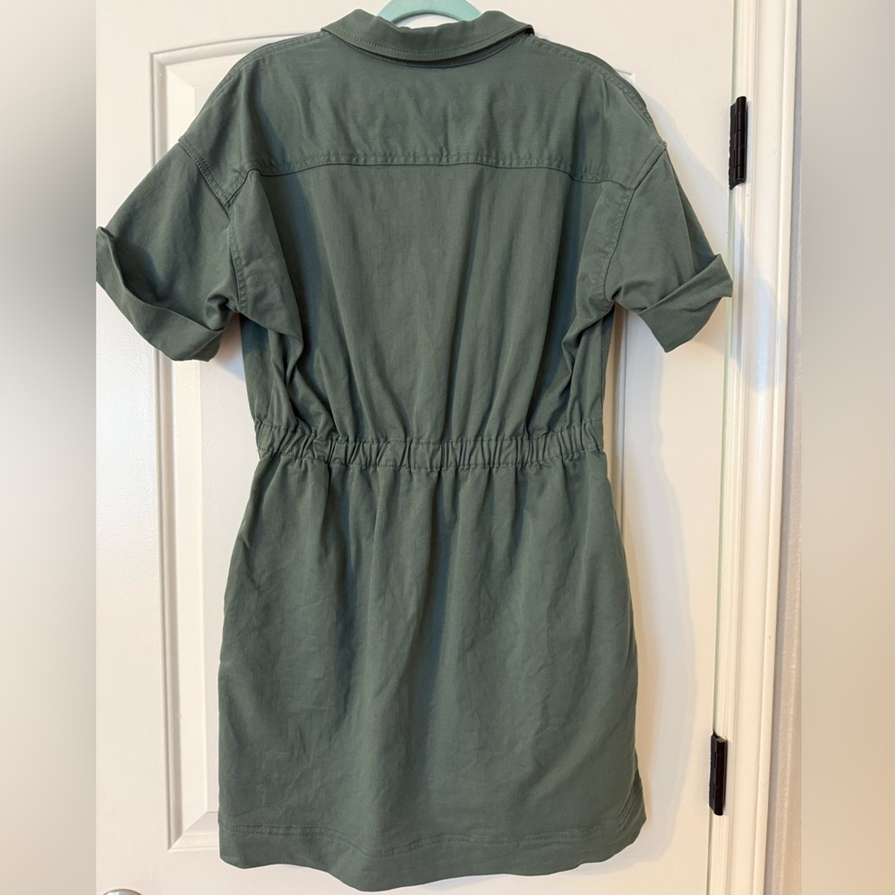 Loft Olive Green Button-Up Shirt Dress - 10P - Picture 2 of 2